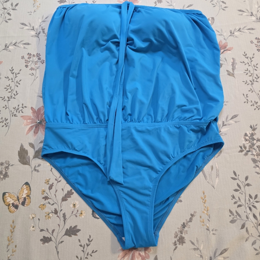 Jones New York Turquoise One Shoulder One Piece Swimsuit 12 Resortcore
